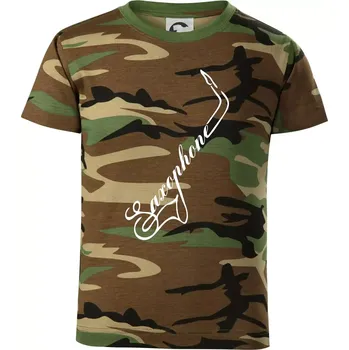 Chlapecké tričko Saxophone nápis - Dětské maskáčové triko - 122 cm/6 let ( Hnědý maskáč )