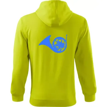 Pánská mikina Blue French Horn - Mikina s kapucí na zip trendy zipper - L ( Limetková )
