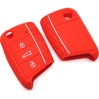 Autoklíč Carvin Obal na klíč silikon č.03 VW, Škoda, Seat - celočervené provedení