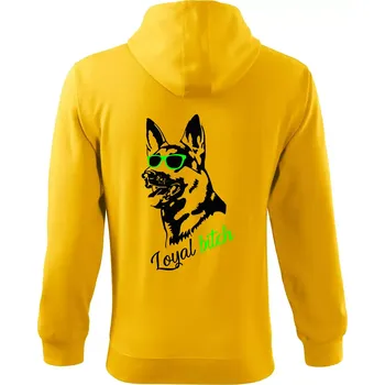 Pánská mikina Německý ovčák - loyal bitch - Mikina s kapucí na zip trendy zipper - XL ( Žlutá )