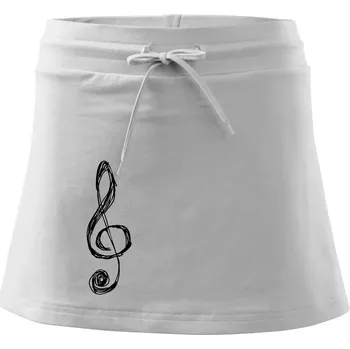 Dámská sukně Houslový klíč kreslený - Sportovní sukně - two in one - XL ( Bílá )