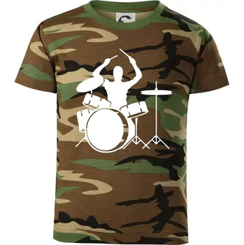 Bicí bubeník - Dětské maskáčové triko - 134 cm/8 let ( Hnědý maskáč )