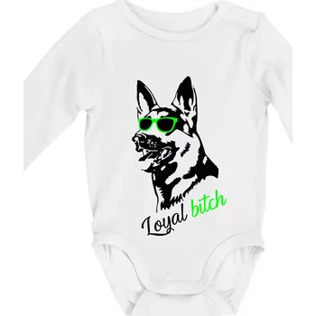 Německý ovčák - loyal bitch - Body kojenecké s dlouhým rukávem - Dlouhý r. do 3 měs ( Bílá )