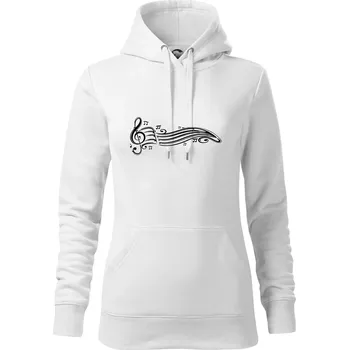 Dámská mikina Noty vlna - Mikina dámská Cape s kapucí - L ( Bílá )