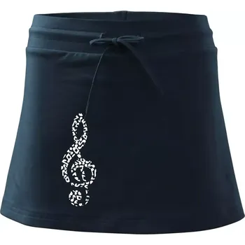 Dámská sukně Houslový klíč z not - Sportovní sukně - two in one - S ( Námořní modrá (velmi tmavá - téměř černá) )