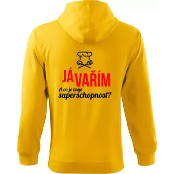 Pánská mikina Já vařím - tvoje superschopnost? rovný nápis - Mikina s kapucí na zip trendy zipper - XL ( Žlutá )