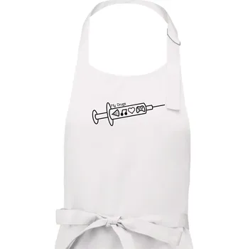Kuchyňská zástěra My Drugs - jídlo hudba - Pánská zástěra na vaření - Univerzální velikost ( Bílá )