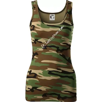 Dámské tričko Klarinet nápis - Dámské Maskáčové tílko - M ( Hnědý maskáč )