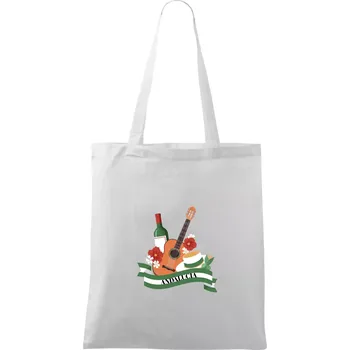 Andalucia kytara a stuha - Taška bavlněná - 42 x 38 cm ( Bílá )