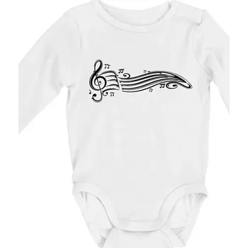 Noty vlna - Body kojenecké s dlouhým rukávem - Dlouhý r. do 3 měs ( Bílá )