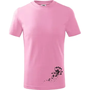 Květina lístky - Tričko dětské bavlněné - 146 cm/10 let ( Růžová )