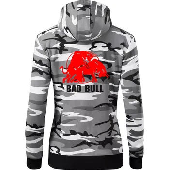 Dámská mikina Bad Bull - Dámská mikina trendy zipper s kapucí - S ( Šedý maskáč )