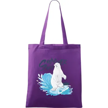 Medvěd surfař - Taška bavlněná - 42 x 38 cm ( Fialová )