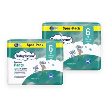 Plenkové kalhoty Babydream Plenkové kalhotky Premium XL, 15+ kg, vel. 6, 2×36 ks 72 ks 72 ks