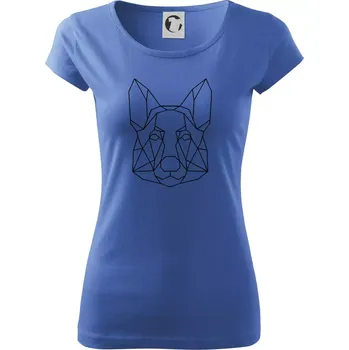 Dámské tričko Německý ovčák - Geometrie - Dámské triko Pure - S ( Azurově modrá )
