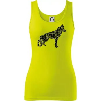 Dámské tričko Německý ovčák - tattoo - Dámské tílko - XL ( Limetková )