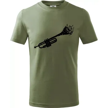 Trubka noty - Tričko dětské bavlněné - 158 cm/12 let ( Khaki )