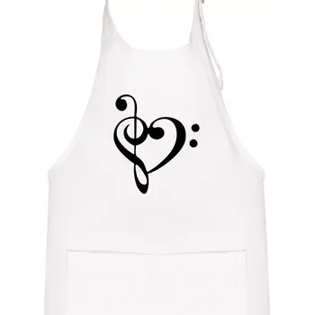 Kuchyňská zástěra Houslový klíč srdce - Dětská zástěra na vaření - Univerzální velikost ( Bílá )