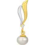 Přívěsek Velira z bílého a žlutého zlata s bílou přírodní perlou a Brilliance Zirconia