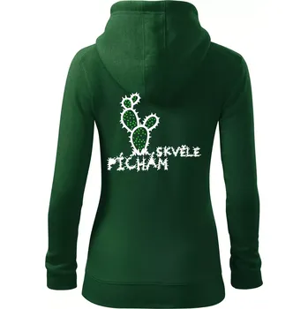 Dámská mikina Píchám skvěle - Dámská mikina trendy zipper s kapucí - 2XL ( Lahvově zelená )