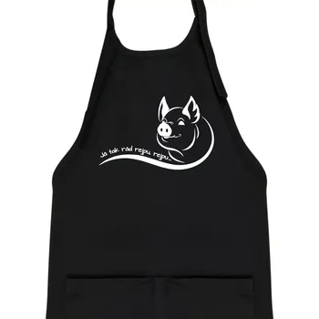 Kuchyňská zástěra Prasátko - Já tak rád rejpu, rejpu - Dětská zástěra na vaření - Univerzální velikost ( Černá )