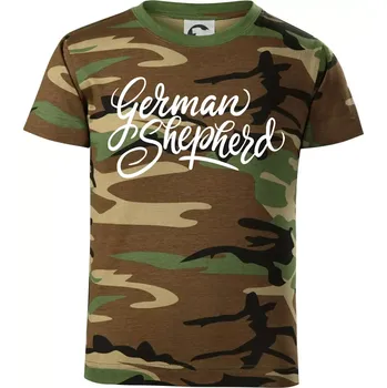 German shepherd - nápis okrasny - nápis okrasný - Dětské maskáčové triko - 104-110cm / 3-4 roky ( Hnědý maskáč )