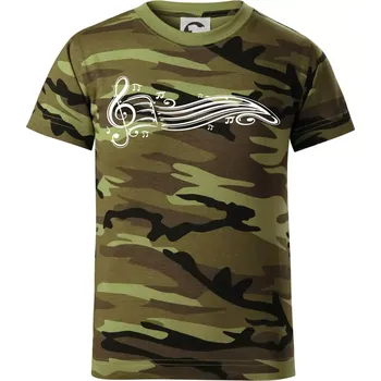 Noty vlna - Dětské maskáčové triko - 122 cm/6 let ( Zelený maskáč )