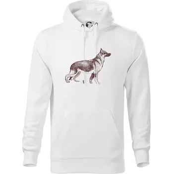 Pánská mikina Německý ovčák - kreslený skica - Mikina pánská Cape s kapucí - 4XL ( Bílá )