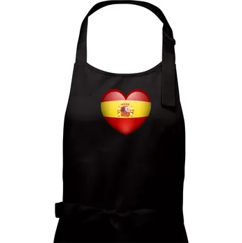Kuchyňská zástěra Srdce Španělsko - Pánská zástěra na vaření - Univerzální velikost ( Černá )