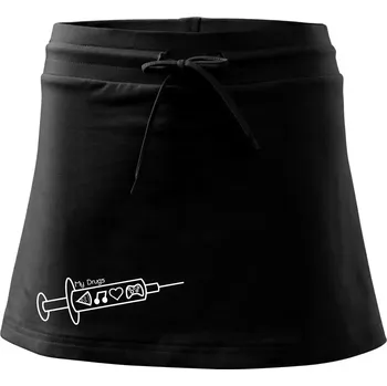 Dámské oblečení My Drugs - jídlo hudba - Sportovní sukně - two in one - XS ( Černá )