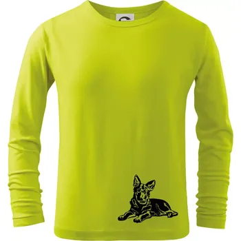 Německý ovčák - štěně - Triko dětské Long Sleeve - 134 cm/8 let ( Limetková )