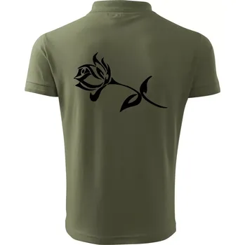 Pánská košile Růže obrys - Polokošile pánská Pique Polo 203 - 4XL ( Khaki )