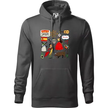 Pánská mikina Španělské ikony - Mikina pánská Cape s kapucí - L ( Ocelově šedá )