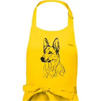 Kuchyňská zástěra Německý ovčák černá kresba - Dámská zástěra na vaření - Univerzální velikost ( Žlutá )