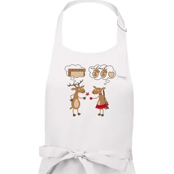 Kuchyňská zástěra Sobí láska (Hana-creative) - Dámská zástěra na vaření - Univerzální velikost ( Bílá )