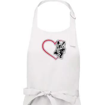 Kuchyňská zástěra Německý ovčák v srdci - Pánská zástěra na vaření - Univerzální velikost ( Bílá )