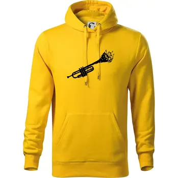 Pánská mikina Trubka noty - Mikina pánská Cape s kapucí - 3XL ( Žlutá )