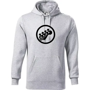 Pánská mikina Kytara kruh - Mikina pánská Cape s kapucí - 4XL ( Světlešedý Melír )