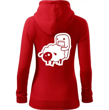 Dámská mikina Sticker ovce - Dámská mikina trendy zipper s kapucí - M ( Červená )
