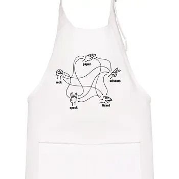Kuchyňská zástěra Kámen nůžky papír Spock - Dětská zástěra na vaření - Univerzální velikost ( Bílá )
