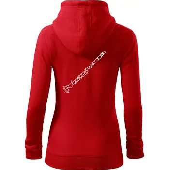 Dámská mikina Klarinet nápis - Dámská mikina trendy zipper s kapucí - M ( Červená )