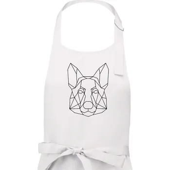 Kuchyňská zástěra Německý ovčák - Geometrie - Pánská zástěra na vaření - Univerzální velikost ( Bílá )