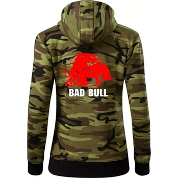 Dámská mikina Bad Bull - Dámská mikina trendy zipper s kapucí - 2XL ( Zelený maskáč )