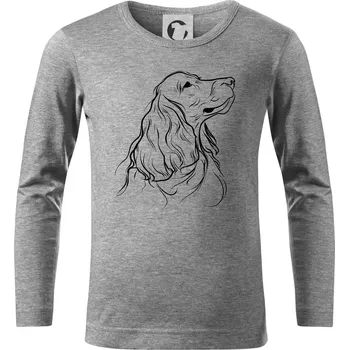 Chlapecké tričko Anglický kokršpaněl černá kresba - Triko dětské Long Sleeve - 158 cm/12 let ( Tmavě šedý melír )