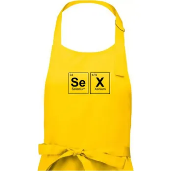 Kuchyňská zástěra SEX- periodická tabulka - Dámská zástěra na vaření - Univerzální velikost ( Žlutá )