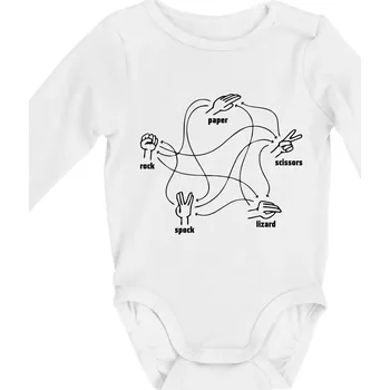 Kojenecký body Kámen nůžky papír Spock - Body kojenecké s dlouhým rukávem - Dlouhý r. do 3 měs ( Bílá )