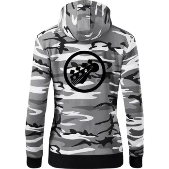 Dámská mikina Kytara kruh - Dámská mikina trendy zipper s kapucí - 2XL ( Šedý maskáč )