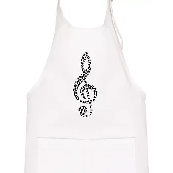 Kuchyňská zástěra Houslový klíč z not - Dětská zástěra na vaření - Univerzální velikost ( Bílá )