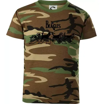 Chlapecké oblečení The Beagles - Dětské maskáčové triko - 146 cm/10 let ( Hnědý maskáč )