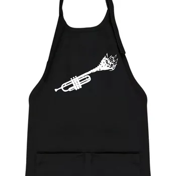 Kuchyňská zástěra Trubka noty - Dětská zástěra na vaření - Univerzální velikost ( Černá )